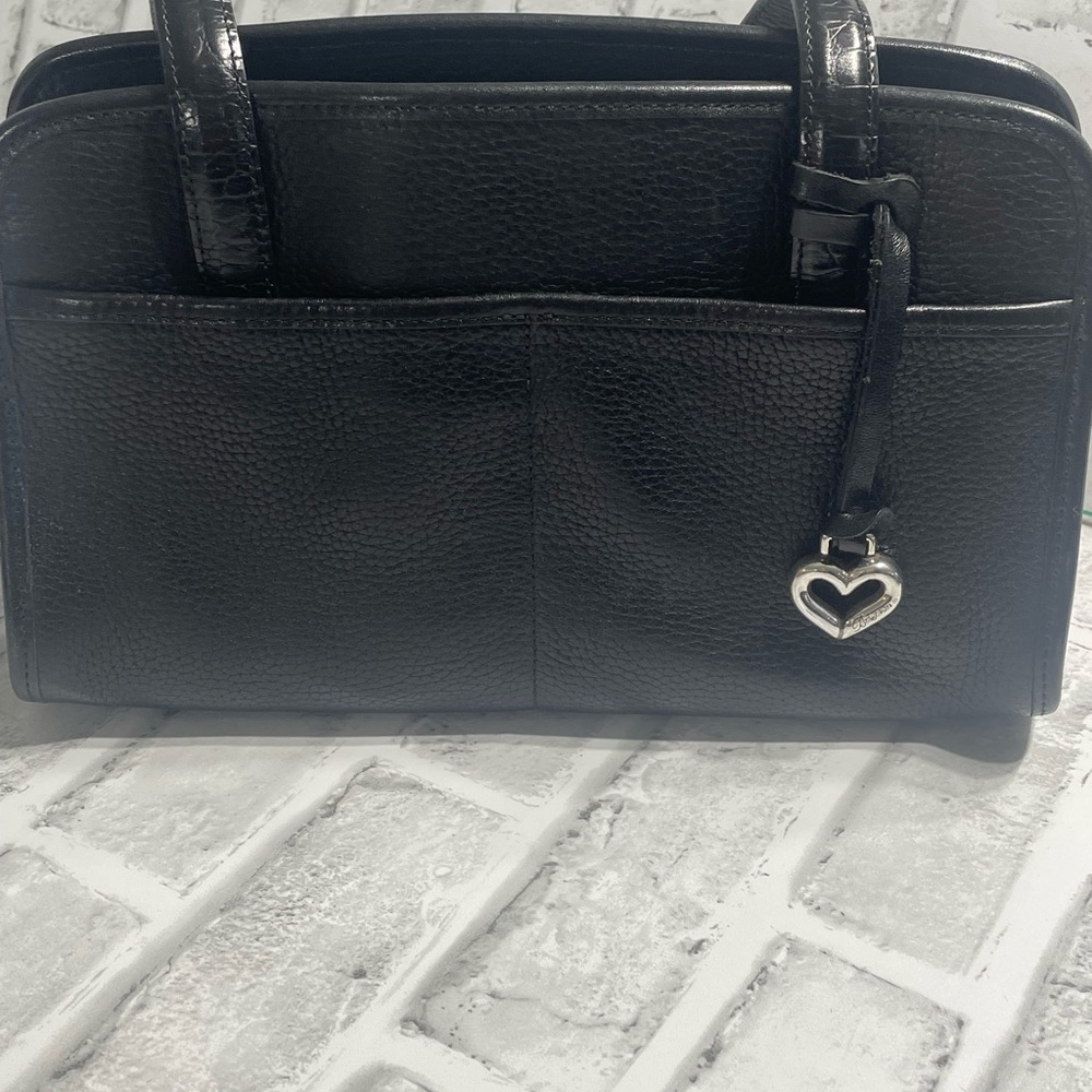 Brighton Black Crocodile-Embossed leather Shoulder Bag. Hearts. Pre-owned. Tote - Picture 4 of 16
